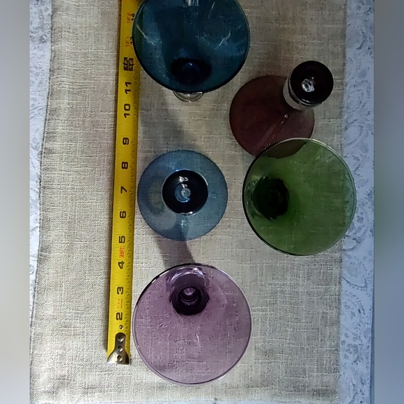 Artland Hand Crafted Cocktail Glasses - Set Of 5 Green  Blue  Purple Beautiful - Picture 12 of 13